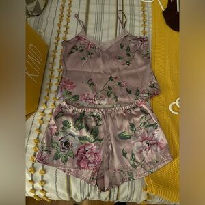 In Bloom Pink Floral Satin Pajama Set